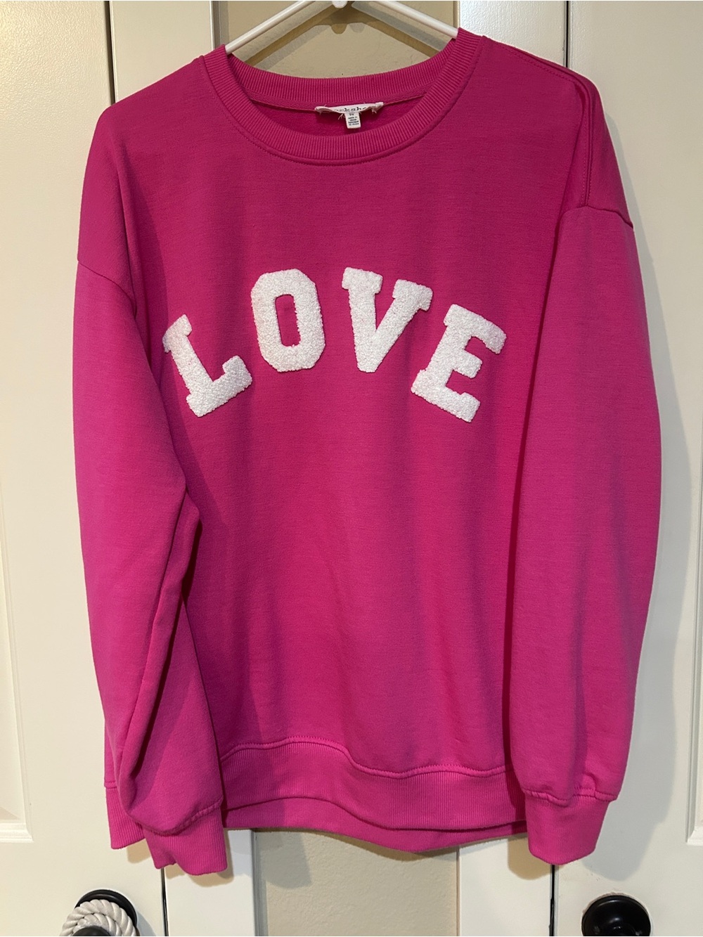 Workshop Republic Clothing Bright Pink 'LOVE' Crewneck Sweatshirt